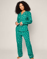 Women's Flannel Pajama Set in Emerald Wonderland Adult Sleepwear Petite Plume 