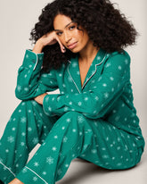 Women's Flannel Pajama Set in Emerald Wonderland Adult Sleepwear Petite Plume 