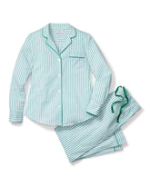 Women's Twill Pajama Set | Emerald Ticking Pajama Sets Petite Plume 