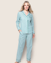 Women's Twill Pajama Set | Emerald Ticking Pajama Sets Petite Plume 