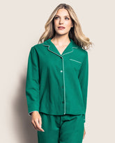 Women's Flannel Pajama Set in Forest Green Adult Sleepwear Petite Plume 