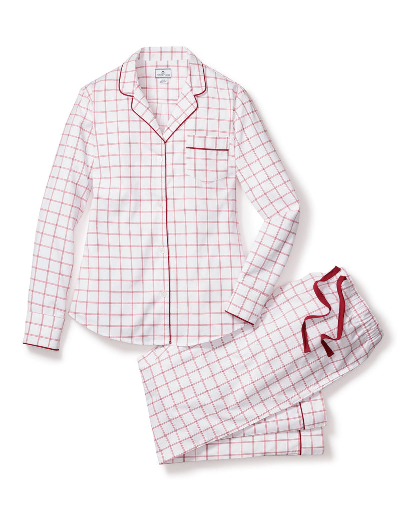 Women's Twill Pajama Set | Garnet Tattersall Pajama Sets Petite Plume 