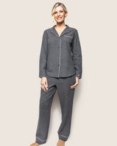 Women's Flannel Pajama Set in Grey Adult Sleepwear Petite Plume 