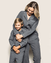 Women's Flannel Pajama Set in Grey Adult Sleepwear Petite Plume 