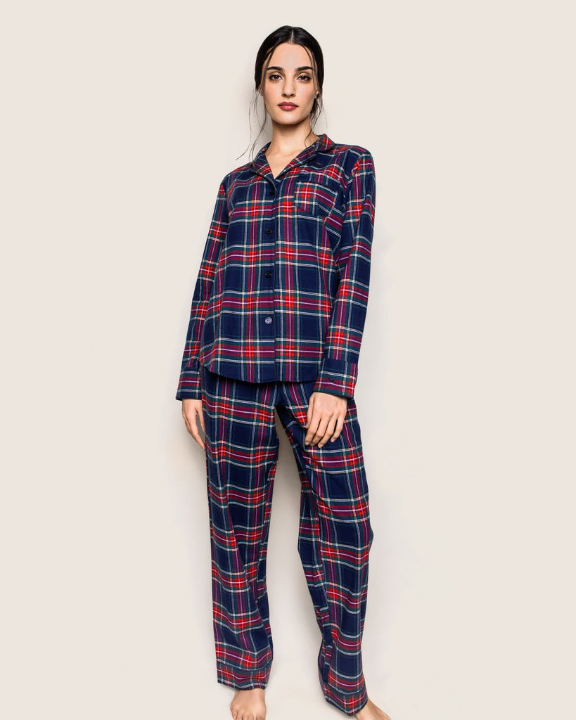 Women's Brushed Cotton Pajama Set in Windsor Tartan Adult Sleepwear Petite Plume 