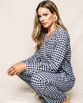 Women's Twill Pajama Set | Navy Gingham Pajama Sets Petite Plume 