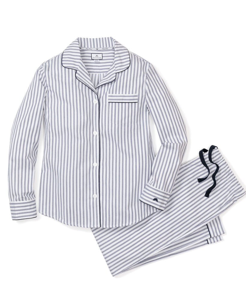 Women's Twill Pajama Set | Navy French Ticking Pajama Sets Petite Plume 