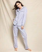 Women's Twill Pajama Set | Navy French Ticking Pajama Sets Petite Plume 