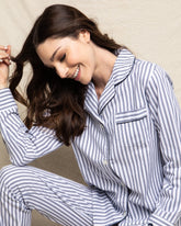 Women's Twill Pajama Set | Navy French Ticking Pajama Sets Petite Plume 