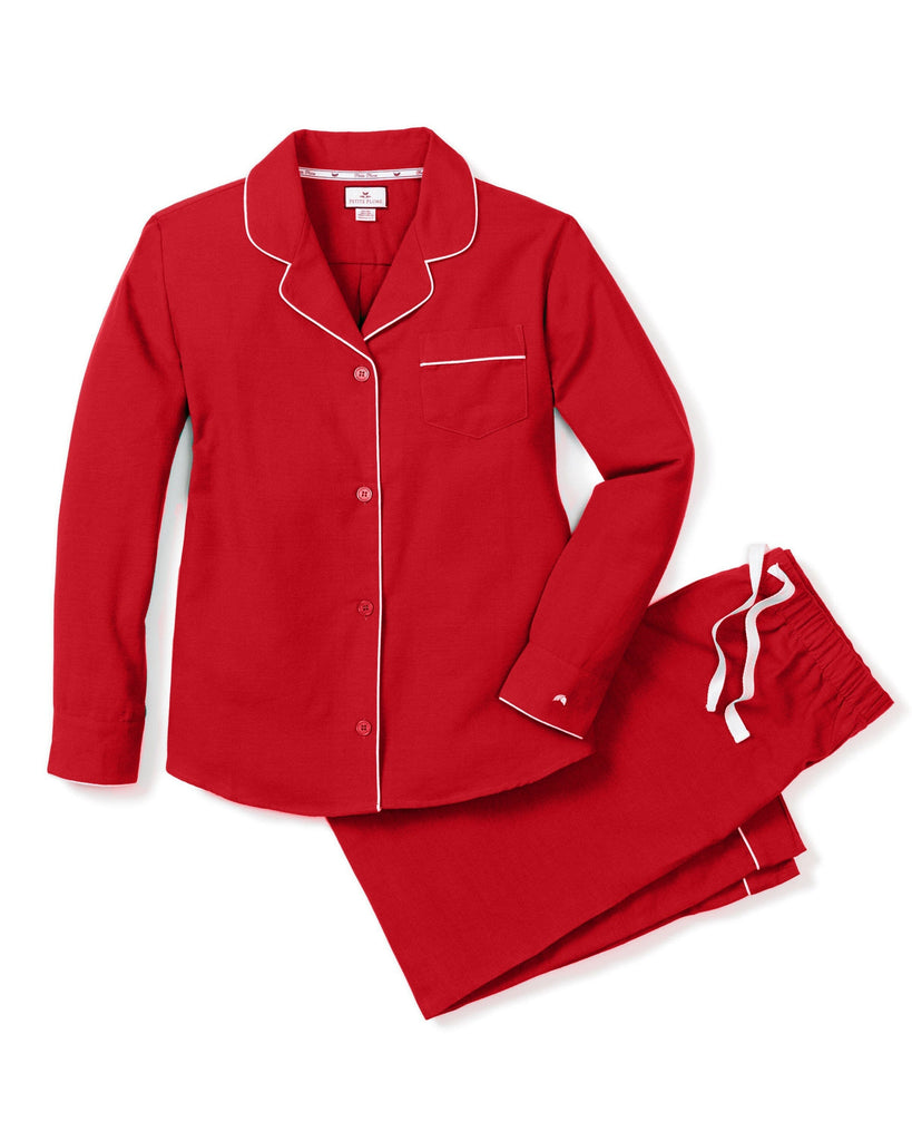 Women's Flannel Pajama Set in Red Adult Sleepwear Petite Plume 