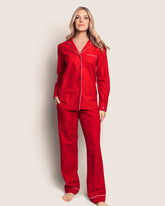 Women's Flannel Pajama Set in Red Adult Sleepwear Petite Plume 