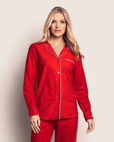 Women's Flannel Pajama Set in Red Adult Sleepwear Petite Plume 