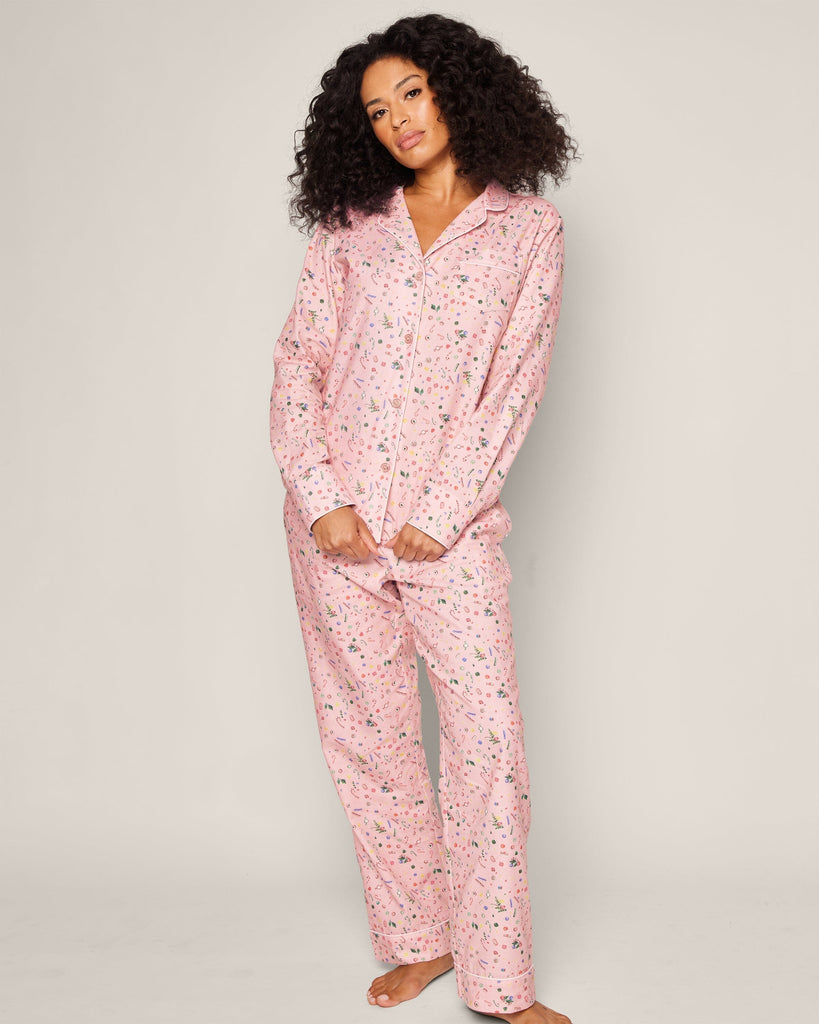 Women's Twill Pajama Set in Vintage Sweets Adult Sleepwear Petite Plume 