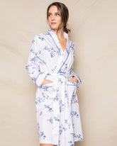 Women's Twill Robe in Indigo Floral Women Robe Petite Plume 