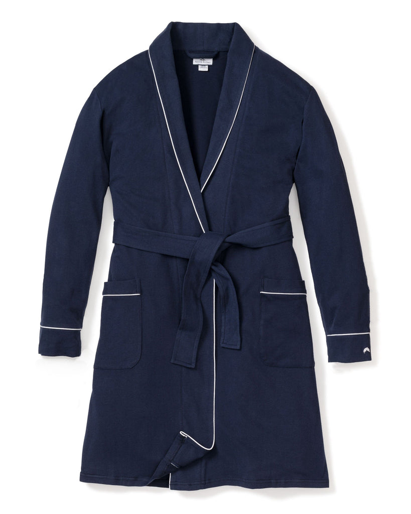 Women's Flannel Robe in Navy Women Robe Petite Plume 