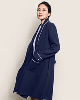 Women's Flannel Robe in Navy Women Robe Petite Plume 