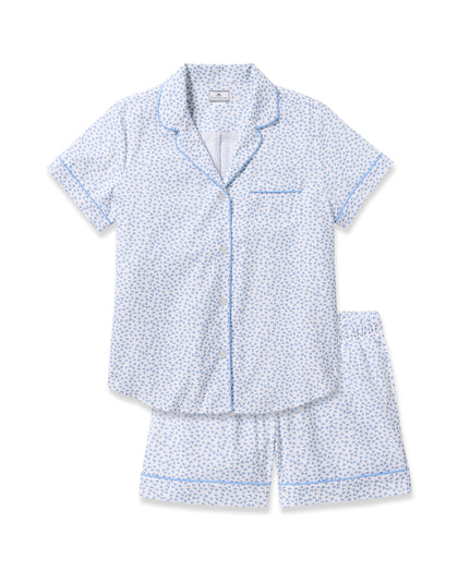 Women's Twill Short Sleeve Short Set in Bluehearts Women's Short Sleeve Short Set Petite Plume 