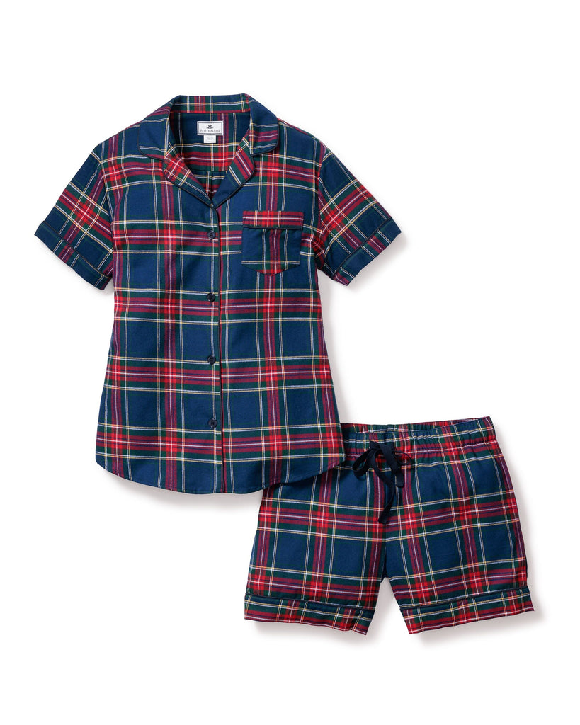 Women's Brushed Cotton Short Sleeve Short Set in Windsor Tartan Women's Short Sleeve Short Set Petite Plume 