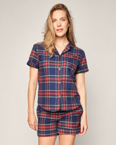 Women's Brushed Cotton Short Sleeve Short Set in Windsor Tartan Women's Short Sleeve Short Set Petite Plume 