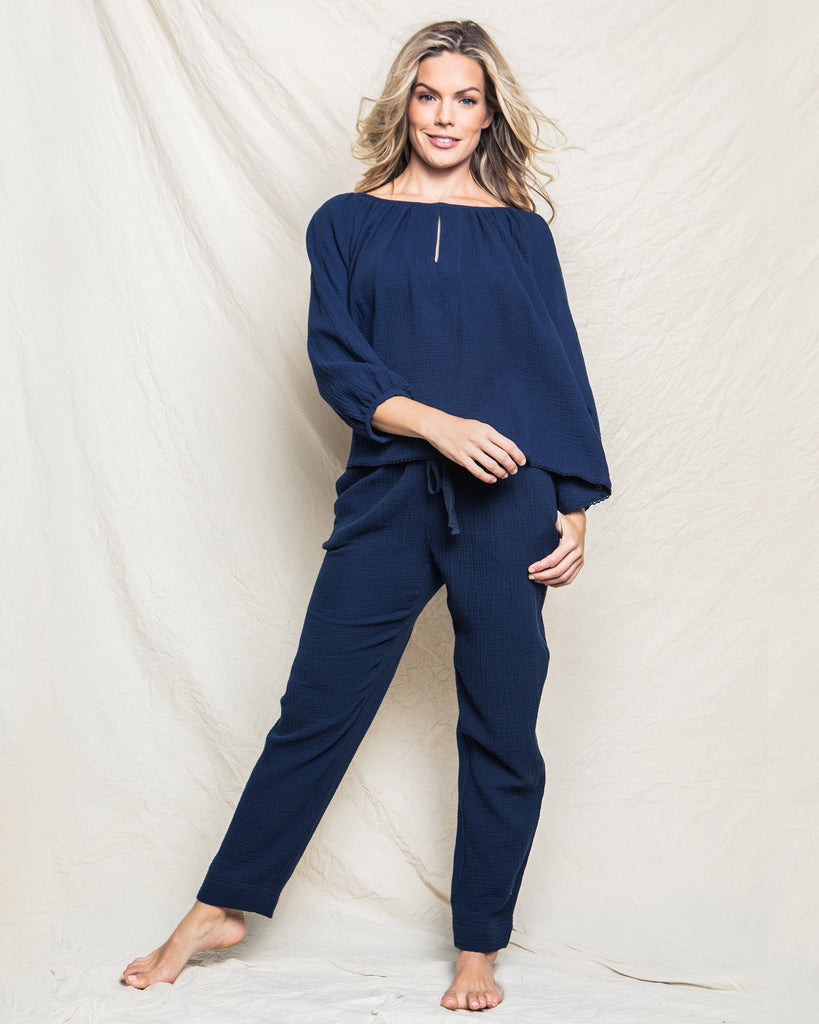 Women's Gauze Willow Scoopneck Top | Navy Loungewear Petite Plume 