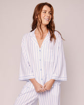 The Olivia Wide Leg Pima Pajama Set in Periwinkle Stripe Women's Pajama's Petite Plume 