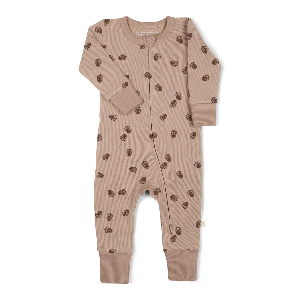 Organic 2-Way Zip Romper | Acorn Onesies Makemake Organics 