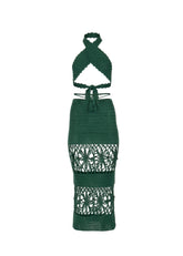 Amaya Crochet Two Piece Set in Emerald Dress Decolet The Label 