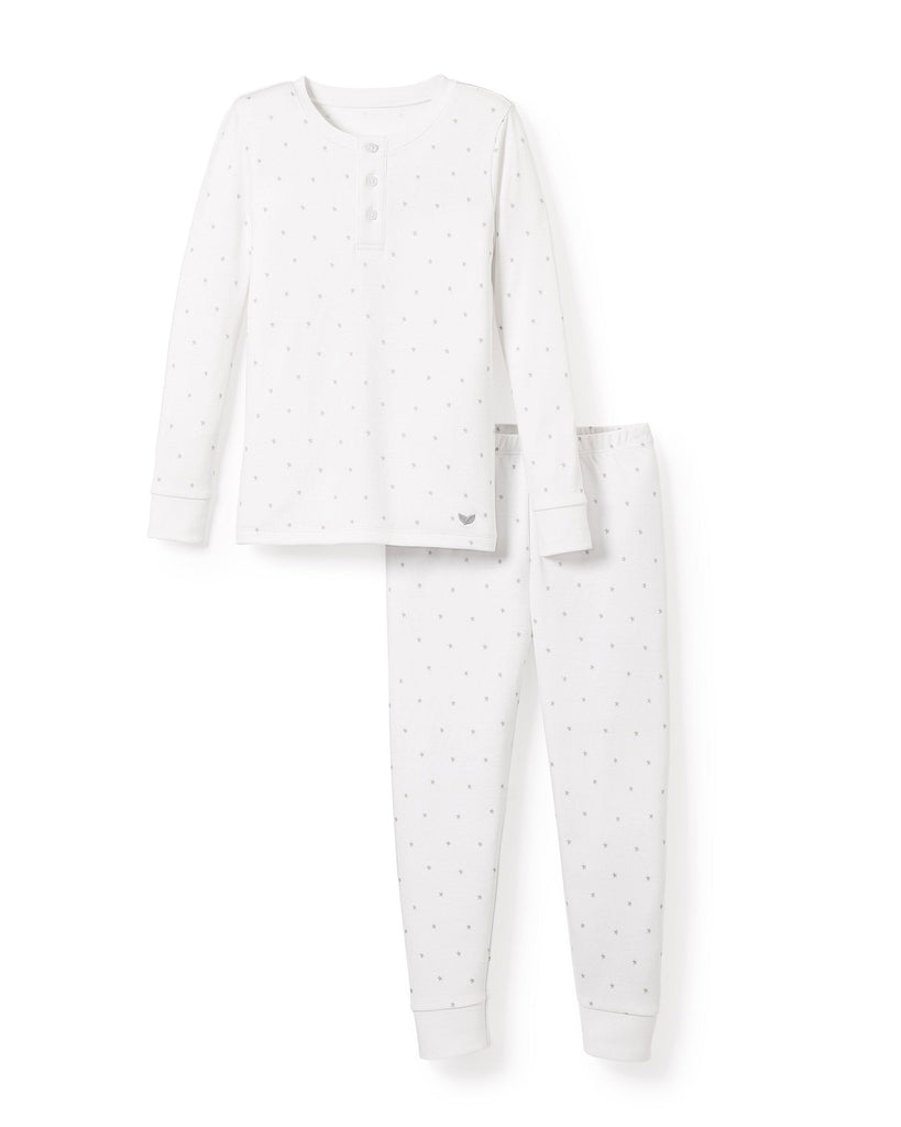 Kid's Pima Snug Fit Pajama Set | Grey Stars Pajama Sets Petite Plume 