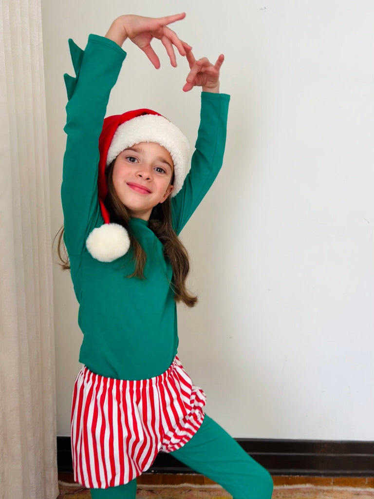 Christmas Elf Pajama Costume with Candy Cane bloomer Costumes Band of the Wild 