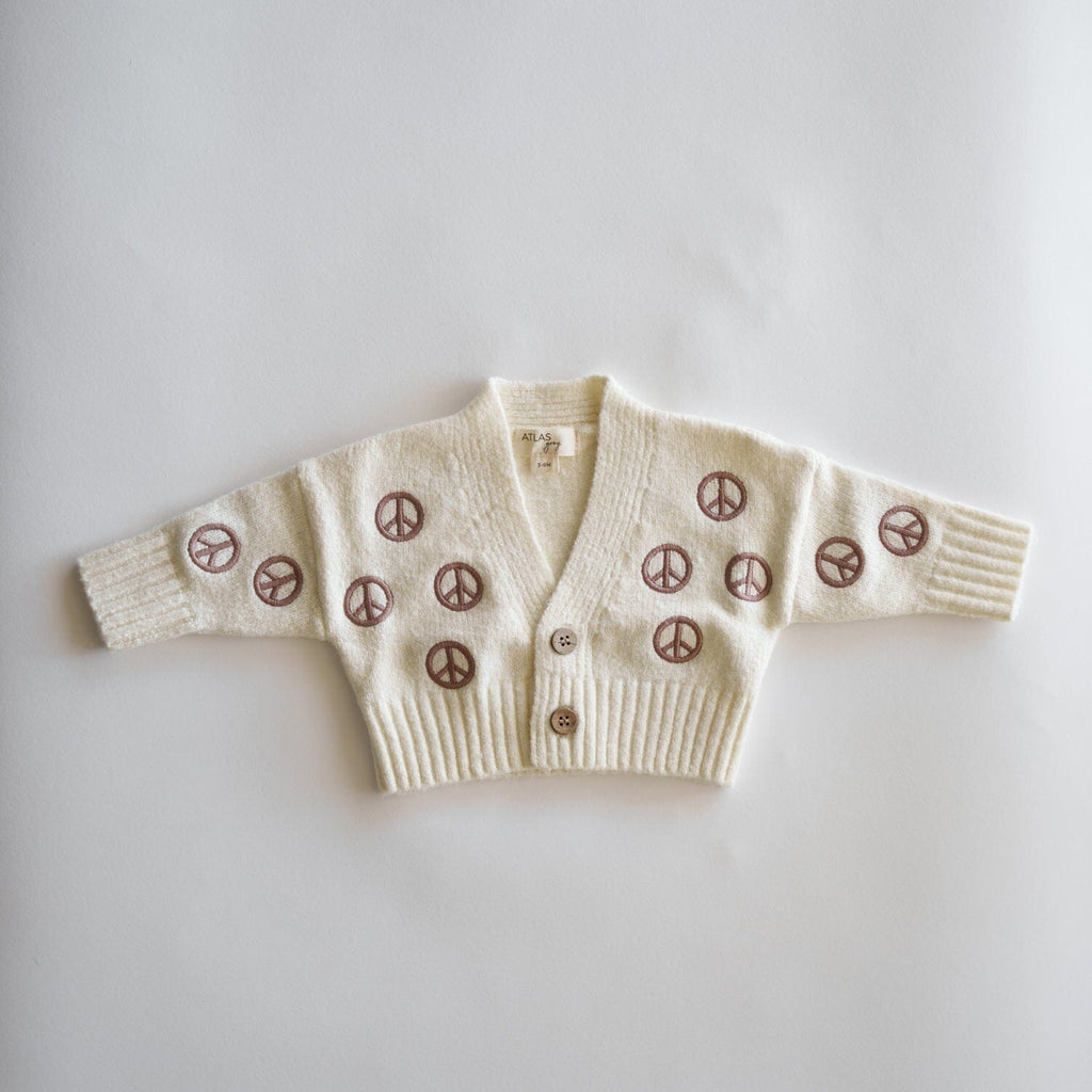 Peace Sign Knit Cropped Cardigan New shopatlasgrey 3-6M 