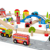 City Road and Railway Set Cars & Trains Bigjigs Toys US 