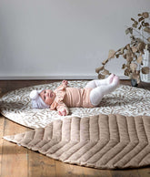 Quilted Cotton Reversible Playmats | Leaves - Tan Toddlekind 