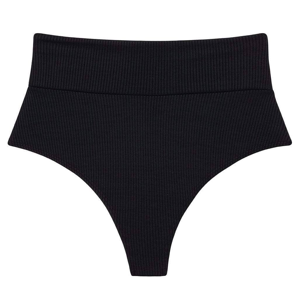 Black Rib Added Coverage High Rise Bikini bottom Bikini Bottom Montce 