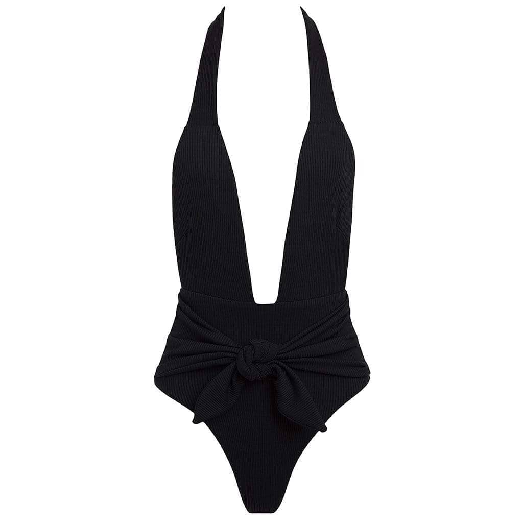 Black Rib Tropez Tie-Up One-Piece One-Piece Montce 