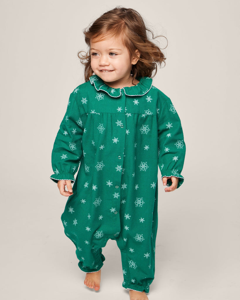 Baby's Flannel Madeline Romper in Emerald Wonderland Infant Romper Petite Plume 