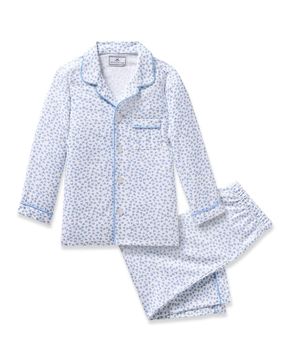 Kid's Twill Pajama in Bluehearts Children's Pajama Pants Petite Plume 