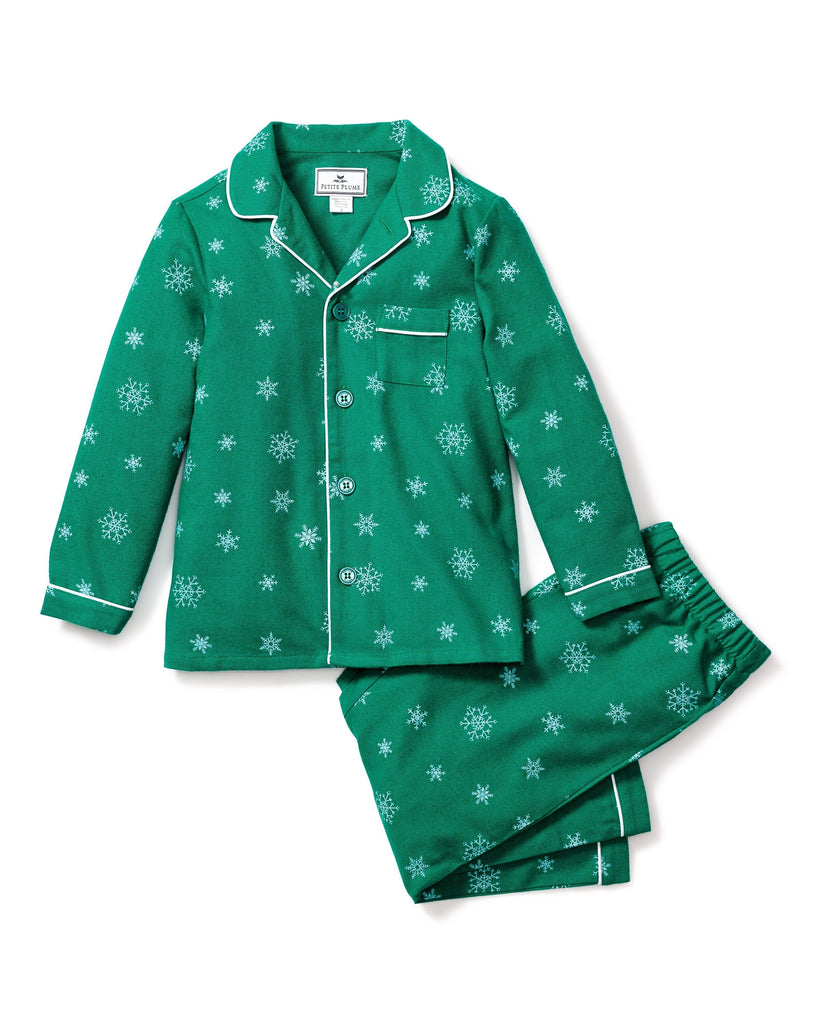 Kid's Flannel Pajama Set | Emerald Wonderland Pajama Sets Petite Plume 