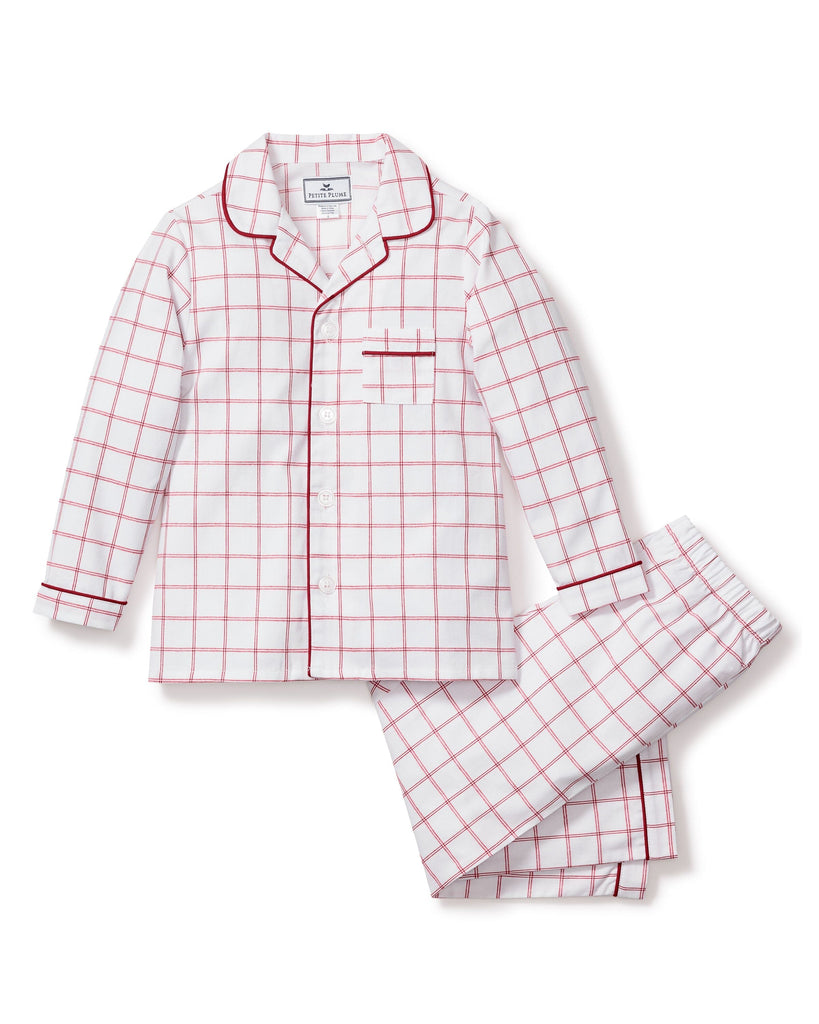 Kid's Twill Pajama Set | Garnet Tattersall Pajama Sets Petite Plume 