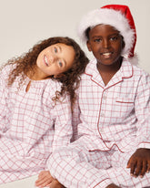 Kid's Twill Pajama Set | Garnet Tattersall Pajama Sets Petite Plume 