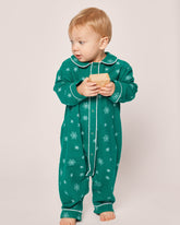 Baby's Flannel Cambridge Romper in Emerald Wonderland Infant Romper Petite Plume 