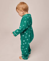 Baby's Flannel Cambridge Romper in Emerald Wonderland Infant Romper Petite Plume 