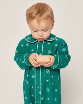 Baby's Flannel Cambridge Romper in Emerald Wonderland Infant Romper Petite Plume 