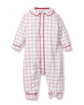 Baby's Twill Cambridge Romper in Garnet Tattersall Infant Romper Petite Plume 