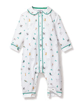 Baby's Twill Cambridge Romper in Jingle Paws Infant Romper Petite Plume 