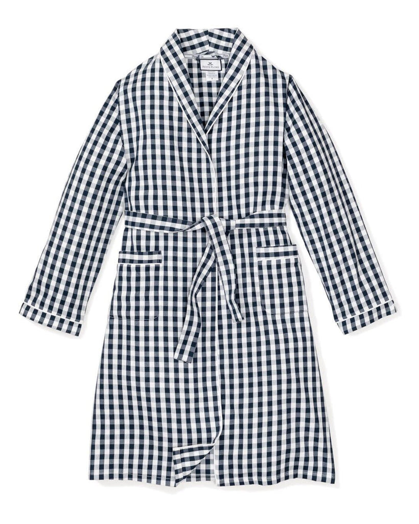 Kid's Twill Robe | Navy Gingham Robes Petite Plume 