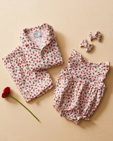 Baby's Twill Ruffled Romper in Petite Petals Infant Romper Petite Plume 