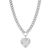 Curb Chain & Heart Pendant Necklace Necklaces eklexic 