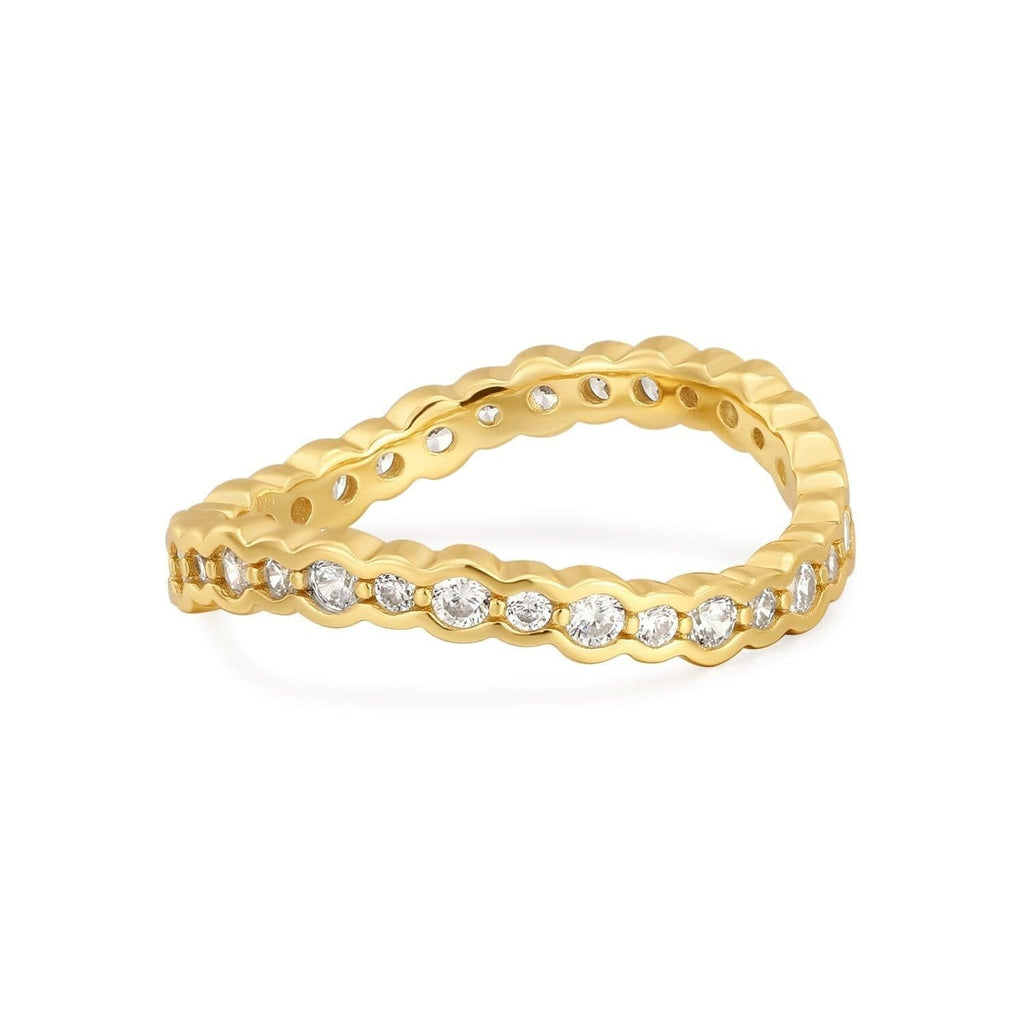 Cz Wavy Ring Eternity Band Rings eklexic 14K Gold Vermeil 6 