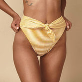 Canary Stripe Paula Tie-Up Bikini Bottom Bikini Bottom Montce 