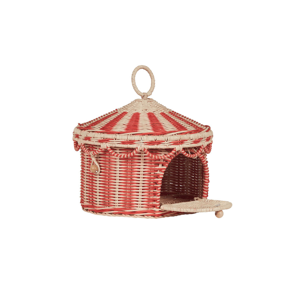 Circus Tent Basket | Red & Straw Baskets Olli Ella OS Red/Straw 